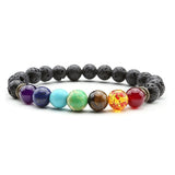 7 Chakra Black Lava Bracelet