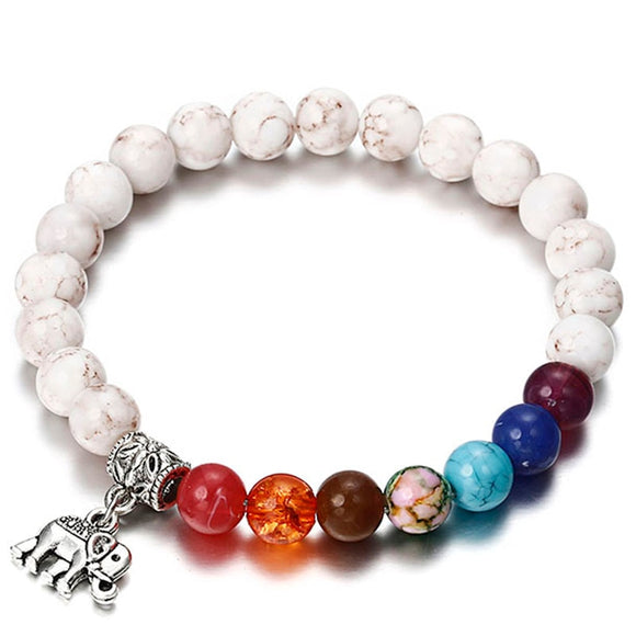 7 Chakra White Bracelet