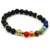 7 Chakra Black Lava Bracelet