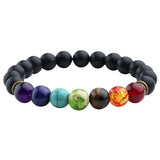 7 Chakra Black Lava Bracelet