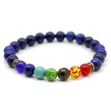 7 Chakra Black Lava Bracelet