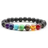 7 Chakra Black Lava Bracelet