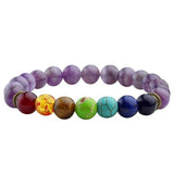 7 Chakra Black Lava Bracelet